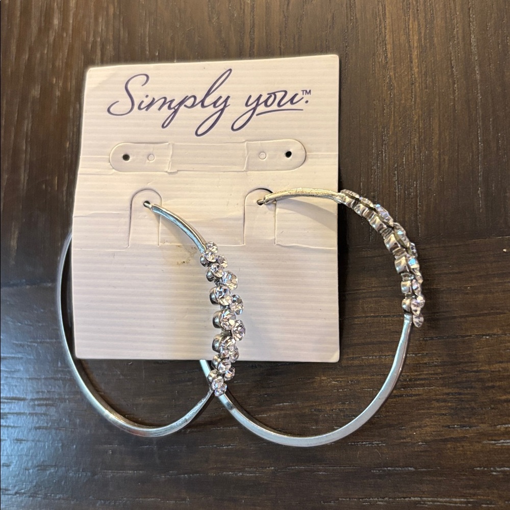 Silver Crystal Hoop Earrings